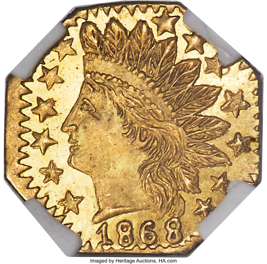 image for: 1868 25C Indian Octagonal 25 Cents, BG-799R, R.7, MS67 NGC....