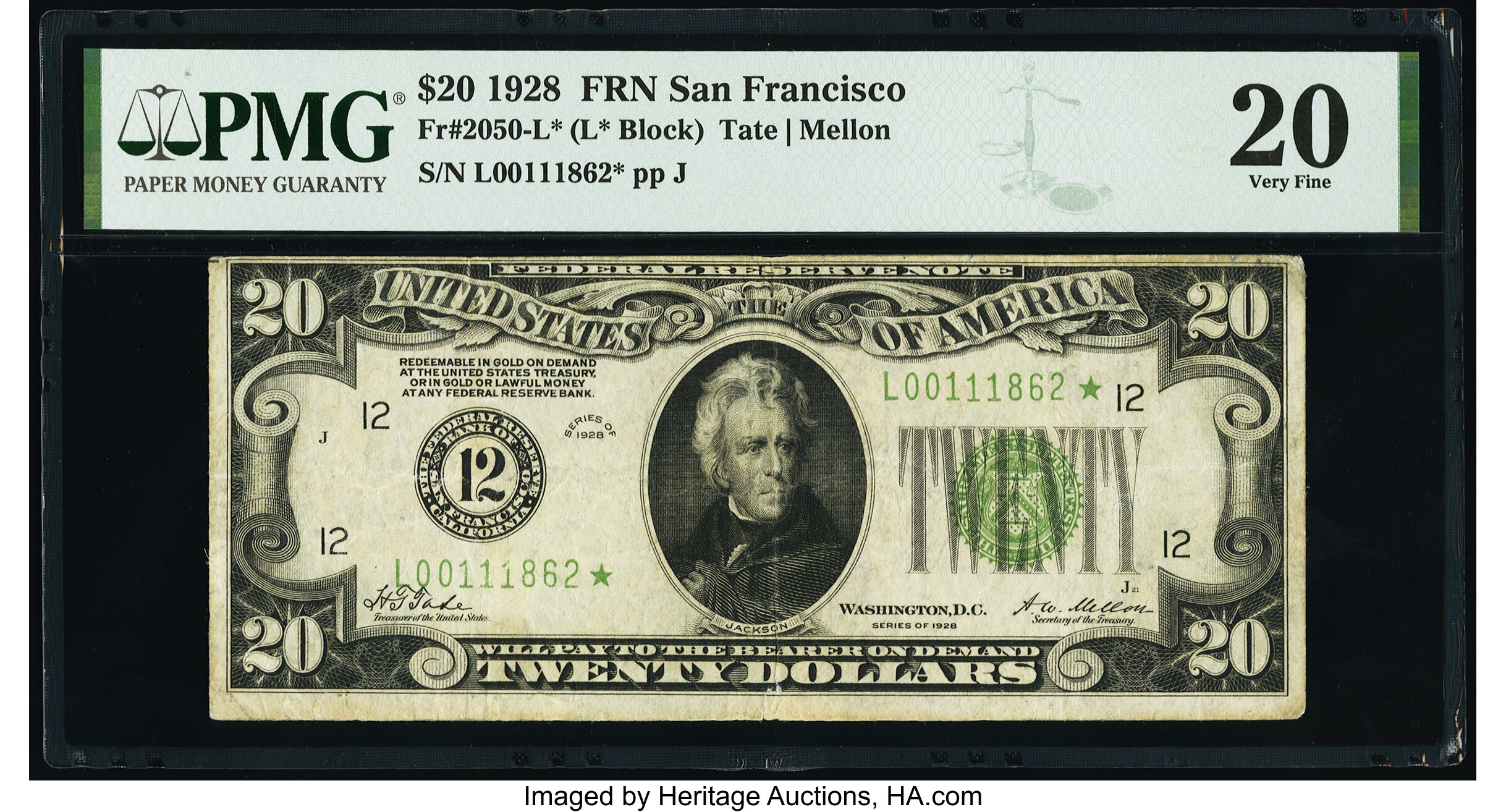image for: Fr. 2050-L* $20 1928 Federal Reserve Star Note. PMG Very Fine 20....