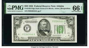 image for: Fr. 2102-F $50 1934 Federal Reserve Note. PMG Gem Uncirculated 66 EPQ....