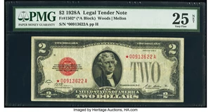 image for: Fr. 1502* $2 1928A Legal Tender Star Note. PMG Very Fine 25 Net....