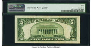 image for: Fr. 1956-E* $5 1934 Dark Green Seal Mule Federal Reserve Star Note. PMG Very Fine 30 EPQ....