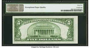 image for: Fr. 1958-L $5 1934B Federal Reserve Note. PMG Choice Extremely Fine 45 EPQ....