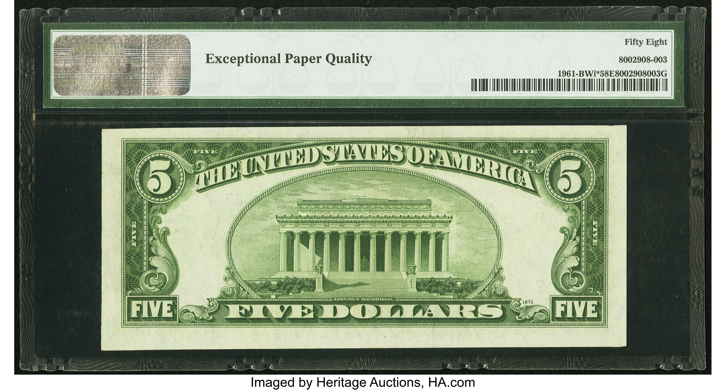 image for: Fr. 1961-B* $5 1950 Wide I Federal Reserve Star Note. PMG Choice About Unc 58 EPQ....