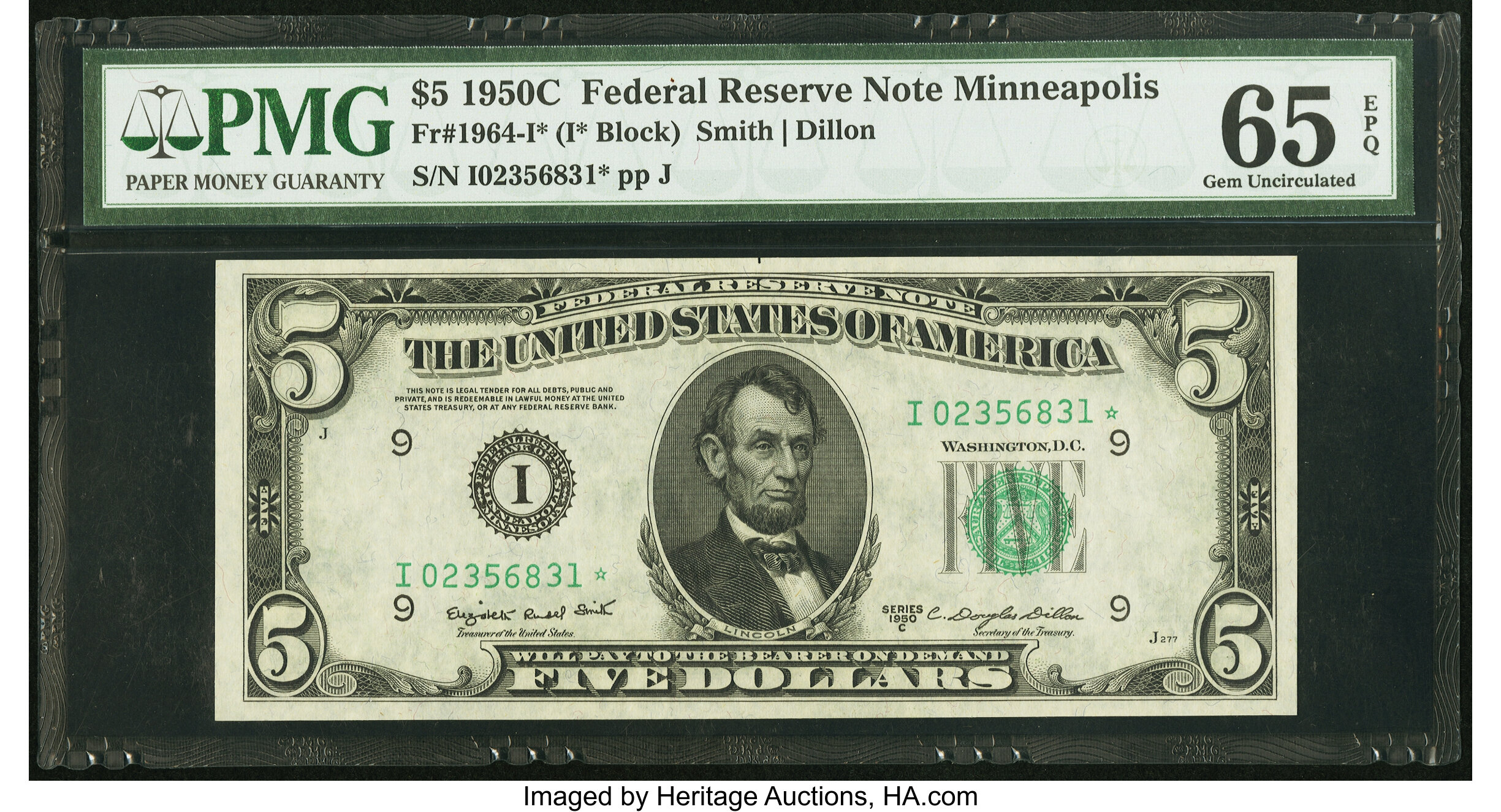 image for: Fr. 1964-I* $5 1950C Federal Reserve Star Note. PMG Gem Uncirculated 65 EPQ....