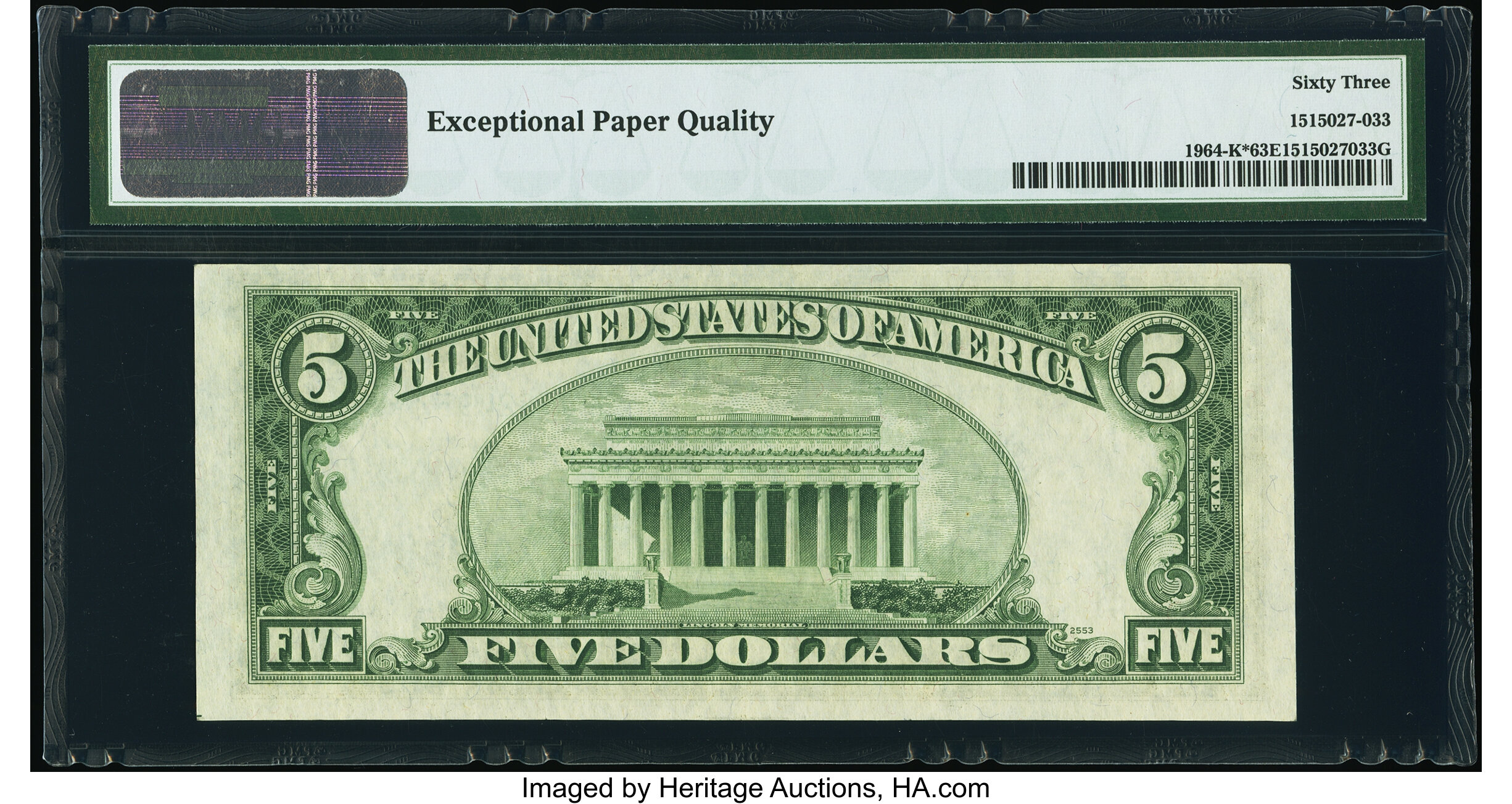 image for: Fr. 1964-K* $5 1950C Federal Reserve Star Note. PMG Choice Uncirculated 63 EPQ....
