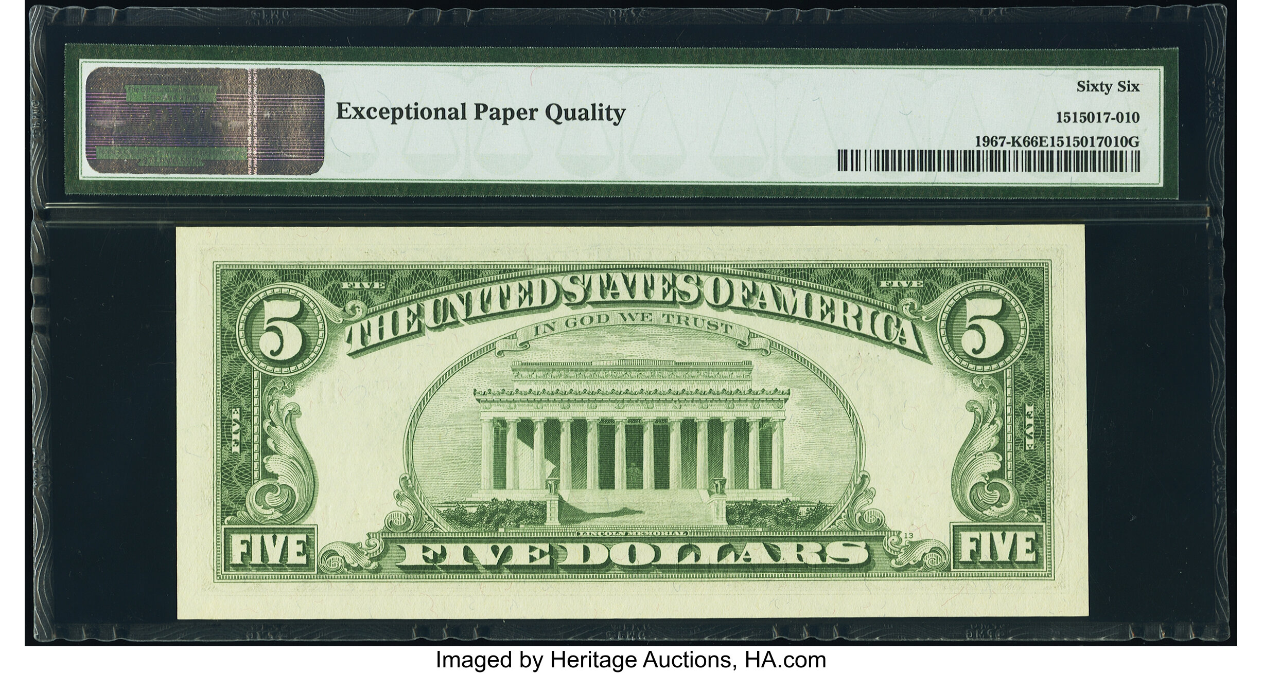 image for: Fr. 1967-K $5 1963 Federal Reserve Note. PMG Gem Uncirculated 66 EPQ....