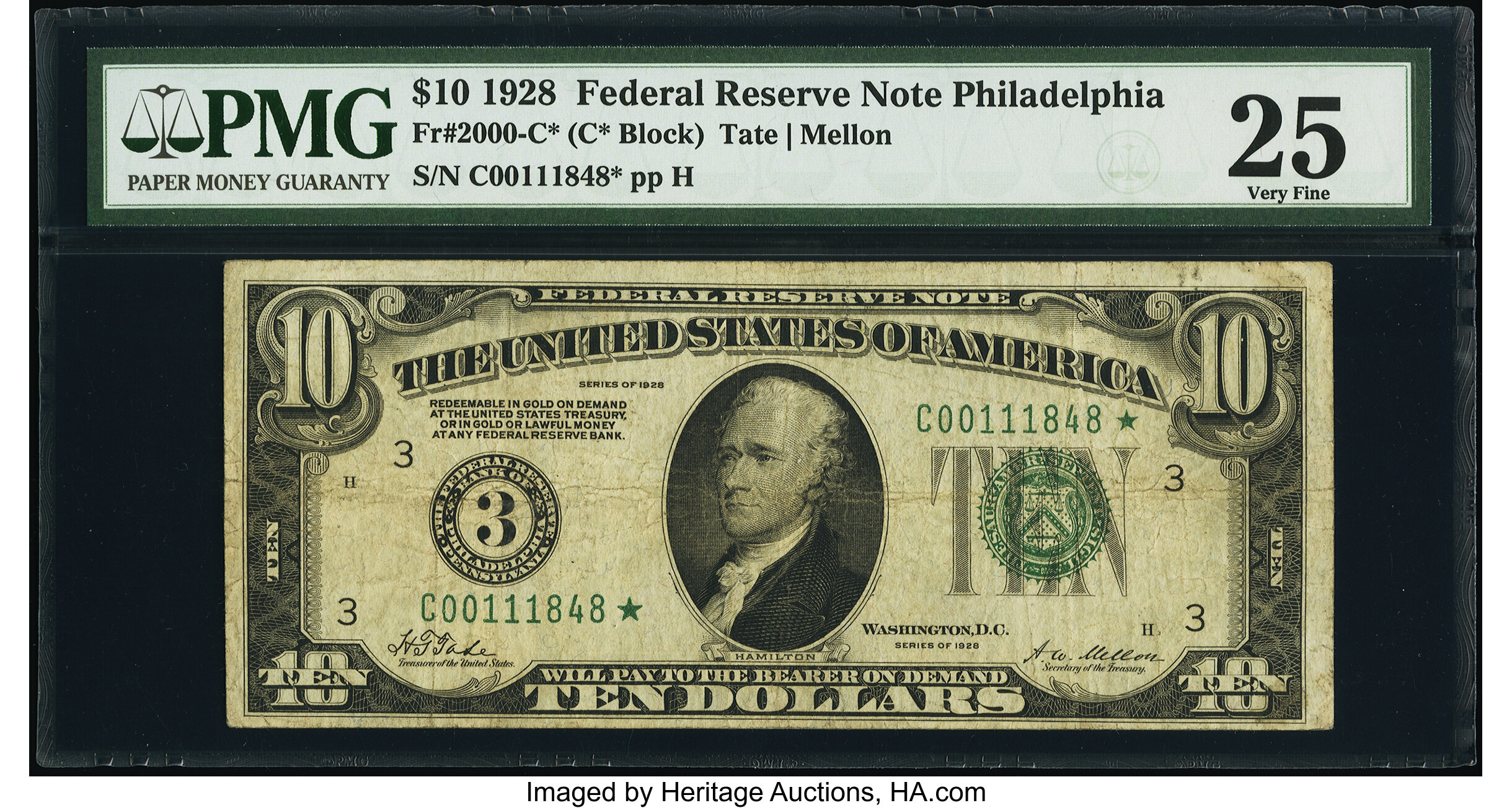 image for: Fr. 2000-C* $10 1928 Federal Reserve Star Note. PMG Very Fine 25....