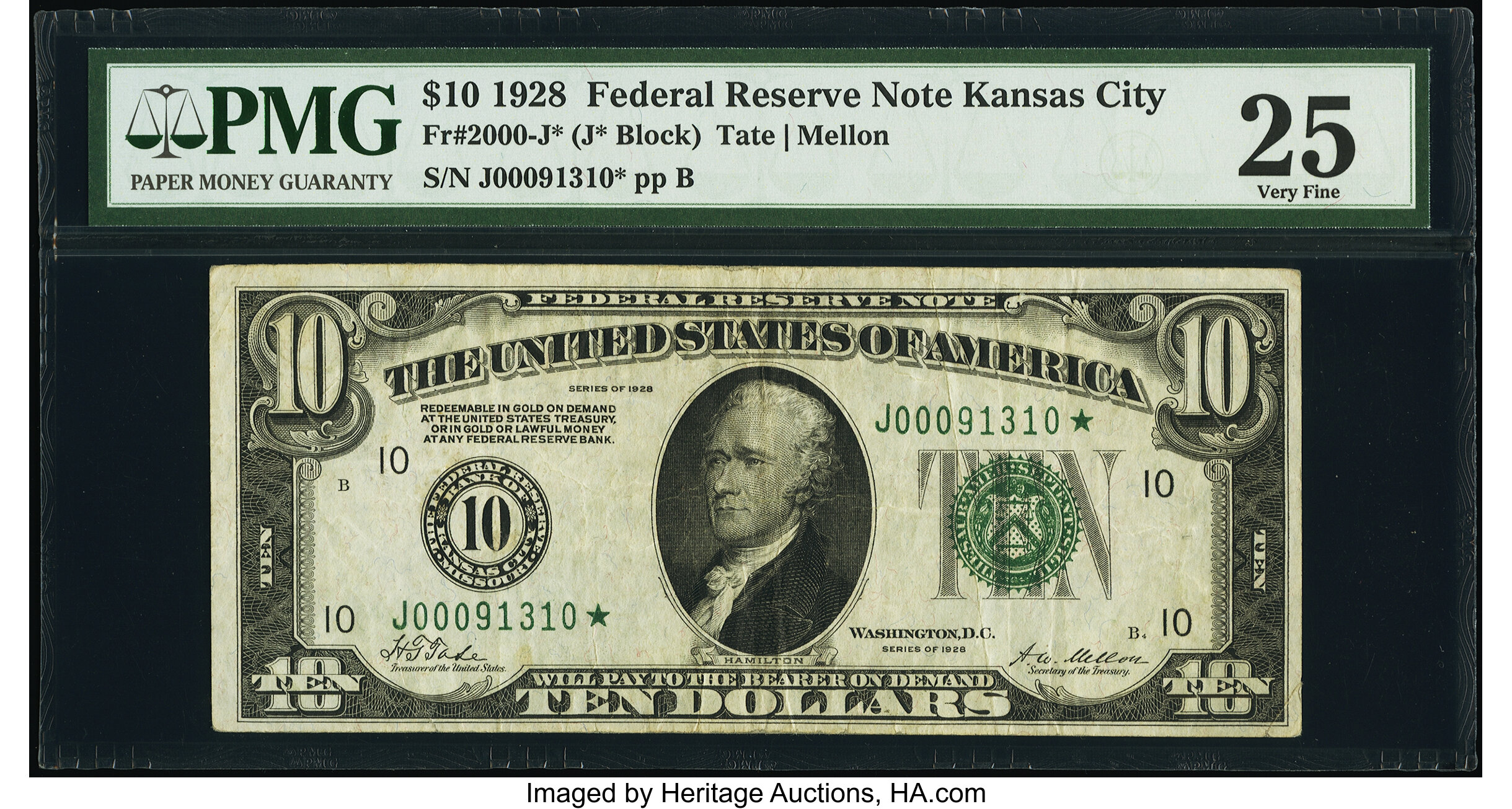 image for: Fr. 2000-J* $10 1928 Federal Reserve Star Note. PMG Very Fine 25....