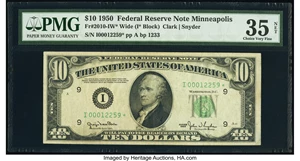 image for: Fr. 2010-I* $10 1950 Wide Federal Reserve Star Note. PMG Choice Very Fine 35 Net....