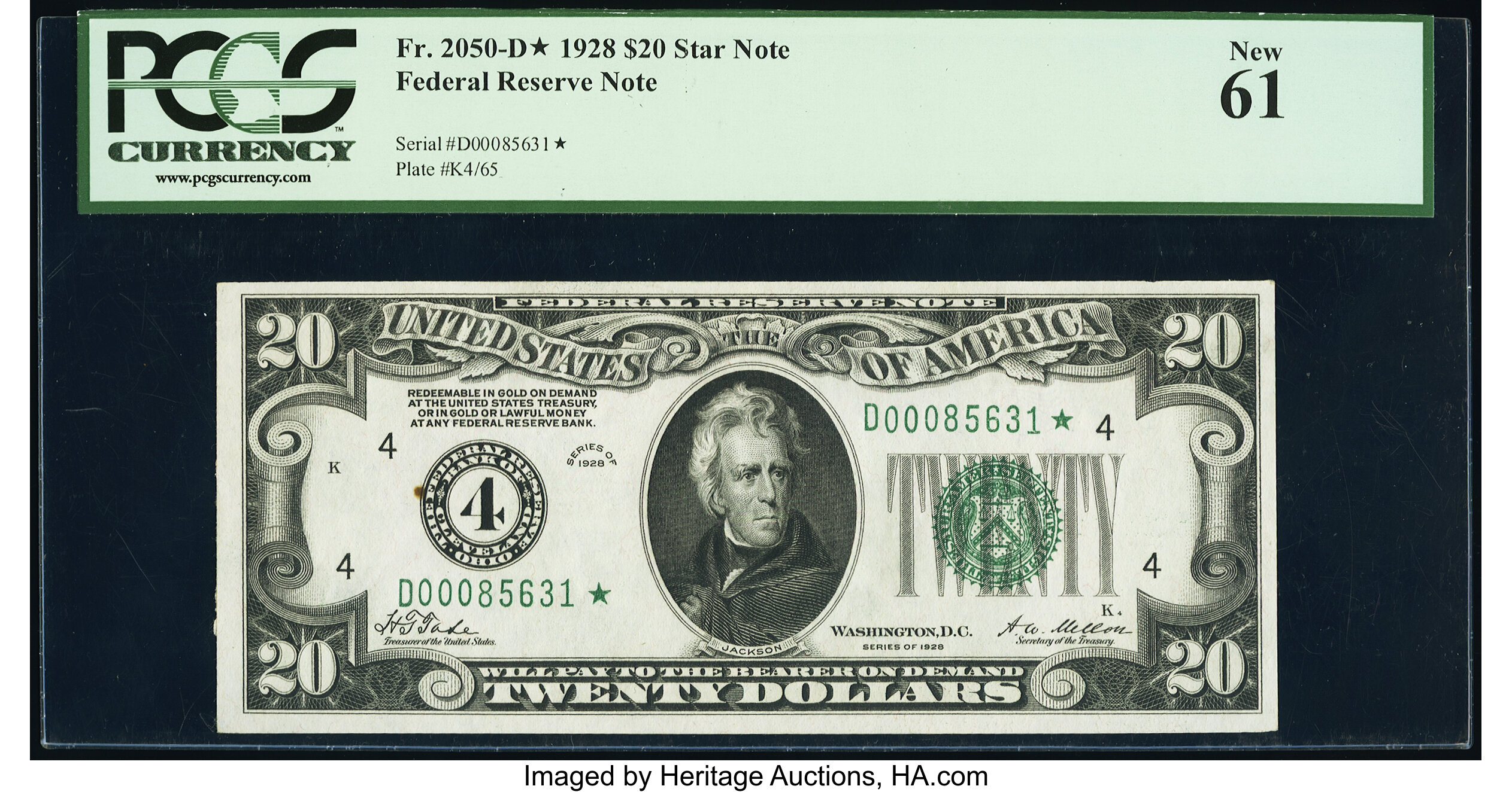 image for: Fr. 2050-D* $20 1928 Federal Reserve Star Note. PCGS New 61....