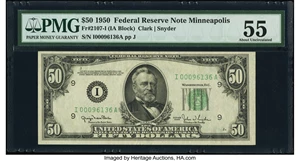 image for: Fr. 2107-I $50 1950 Federal Reserve Note. PMG About Uncirculated 55....