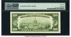 image for: Fr. 2111-E* $50 1950D Federal Reserve Star Note. PMG Choice Uncirculated 63 EPQ....