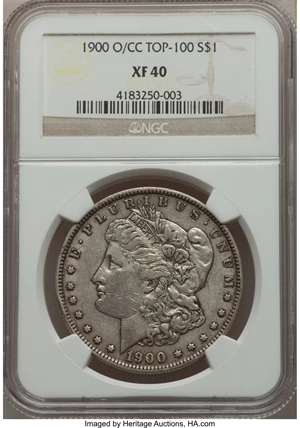 image for: 1900-O/CC $1 VAM-12 XF40 NGC. A Top 100 Variety. NGC Census: (0/0). PCGS Population: (12/48). CDN: $150 Whsle. Bid for NGC/...