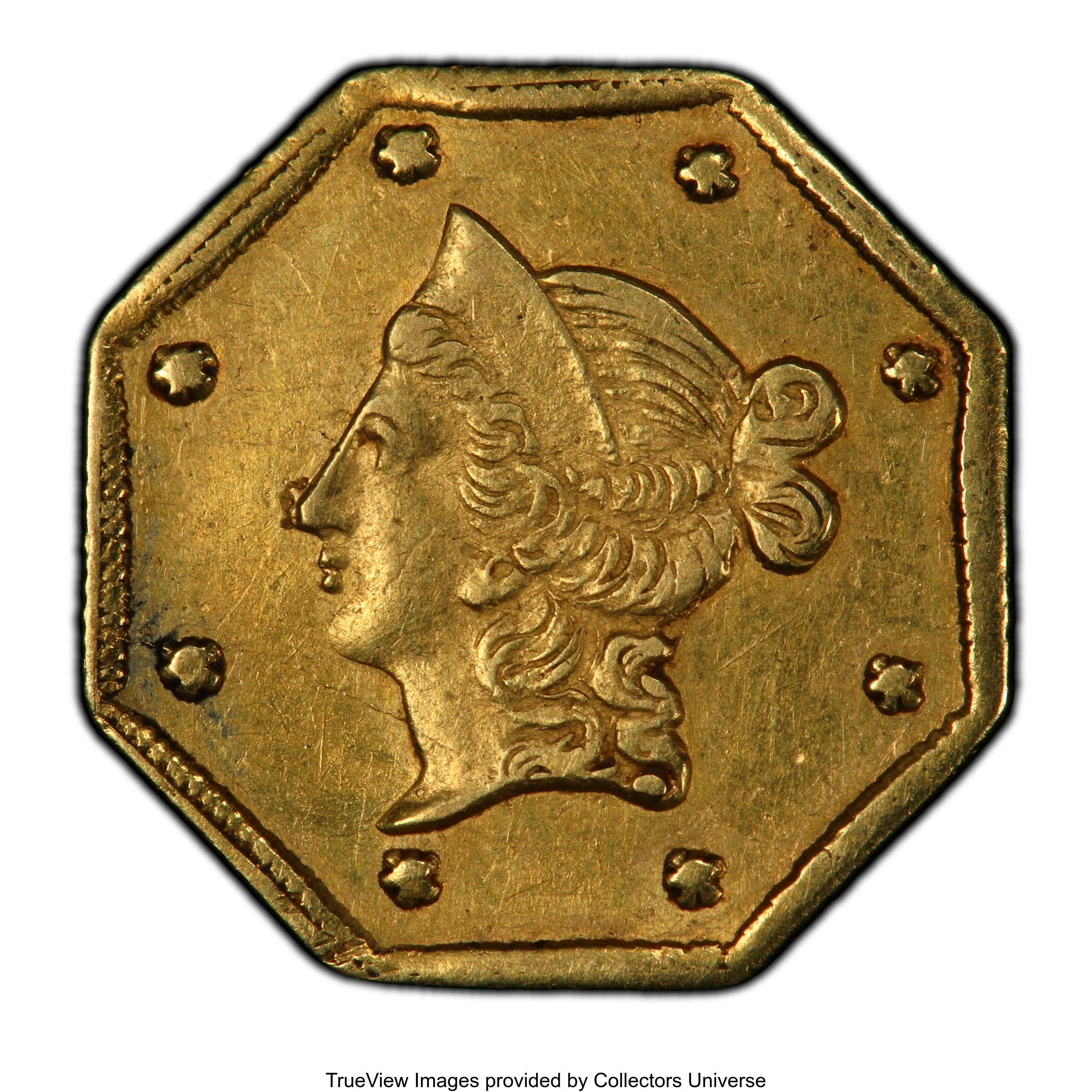 image for: 1854 $1 Liberty Octagonal 1 Dollar, BG-528, R.6, AU55 PCGS. PCGS Population: (5/10 and 0/0+). NGC Census: (0/2 and 0/0+).  ...