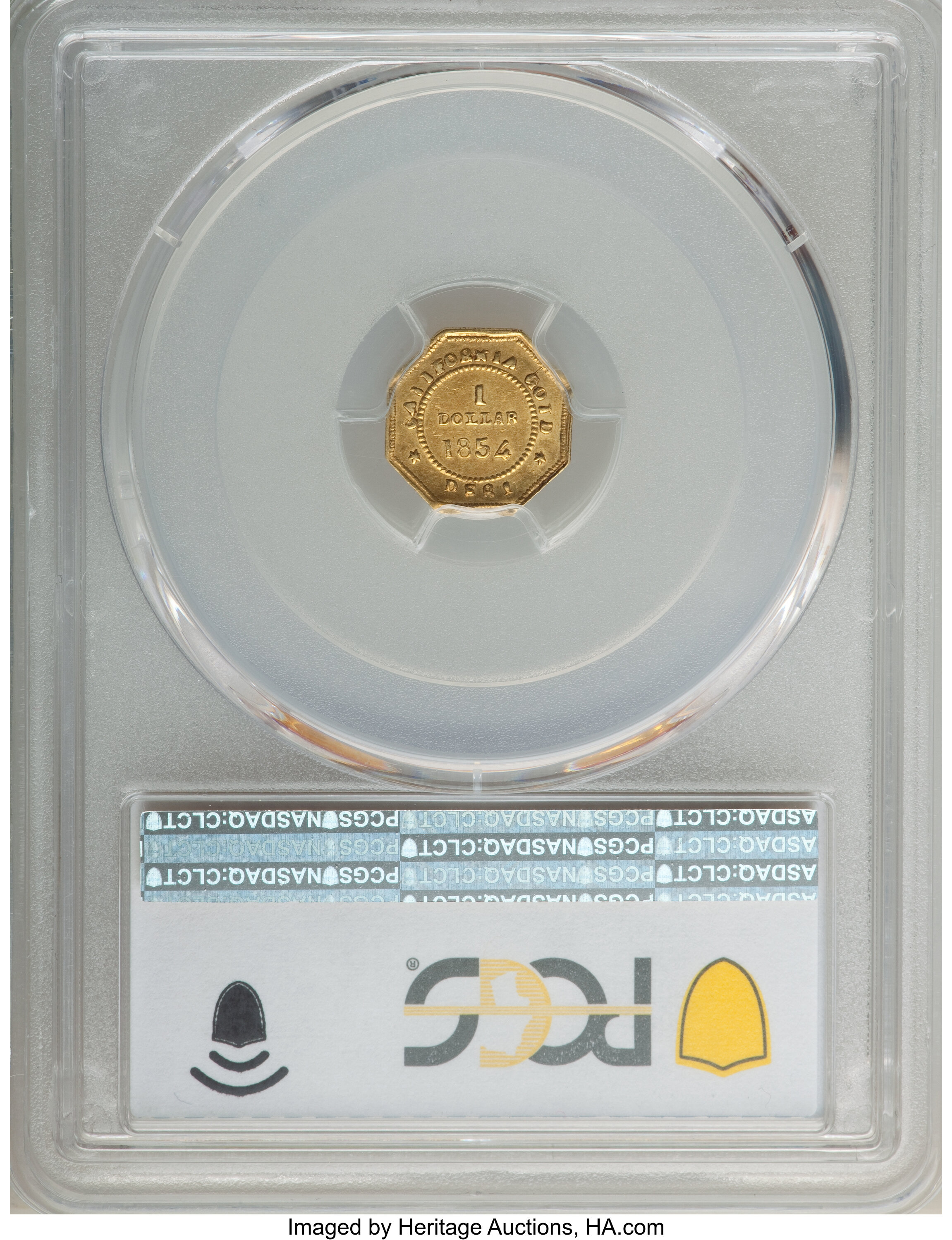 image for: 1854 $1 Liberty Octagonal 1 Dollar, BG-528, R.6, AU55 PCGS. PCGS Population: (5/10 and 0/0+). NGC Census: (0/2 and 0/0+).  ...