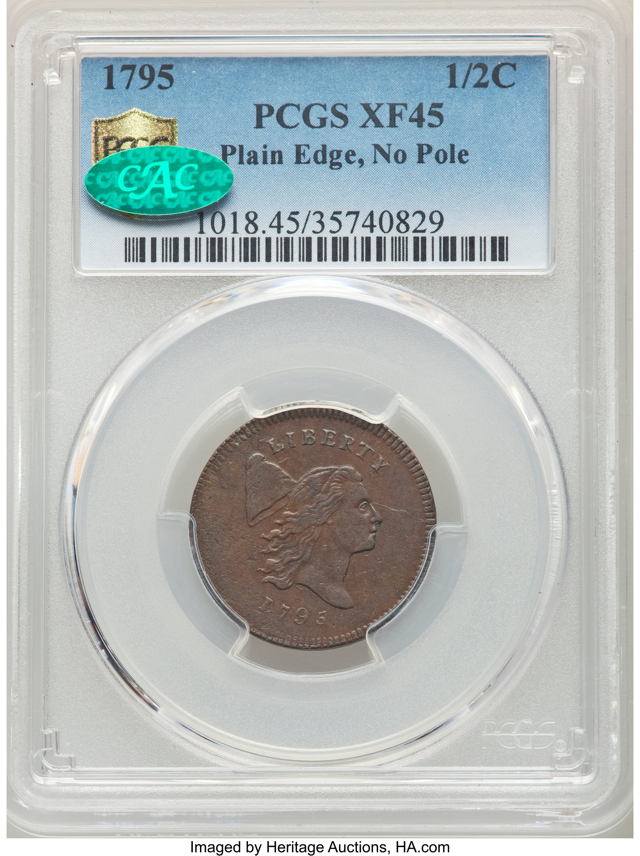 1795 1/2c No Pole, Plain Edge, C-5a MS BN XF45 BN thumbnail 8