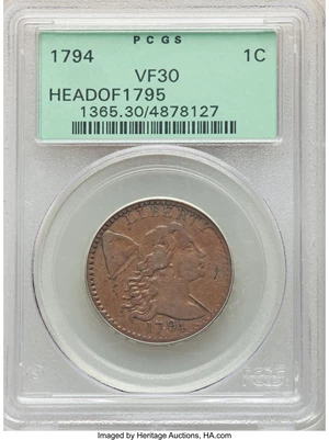 image for: 1794 1C Head of 1794, S-63, B-37, R.2, VF30 PCGS....