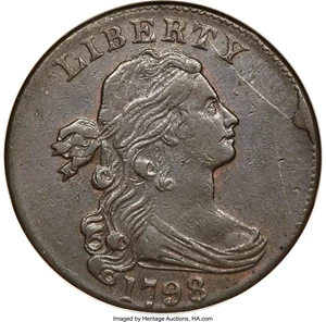 image for: 1798 1C Second Hair Style, S-187, B-40, R.1, XF45 NGC....
