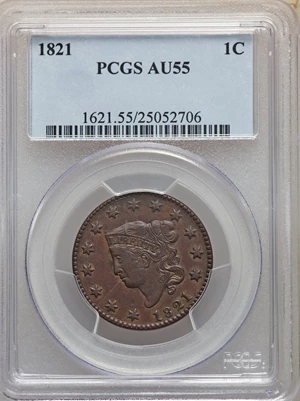 image for: 1821 1C N-2, R.1, AU55 PCGS....