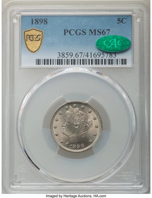 image for: 1898 5C MS67 PCGS. CAC....