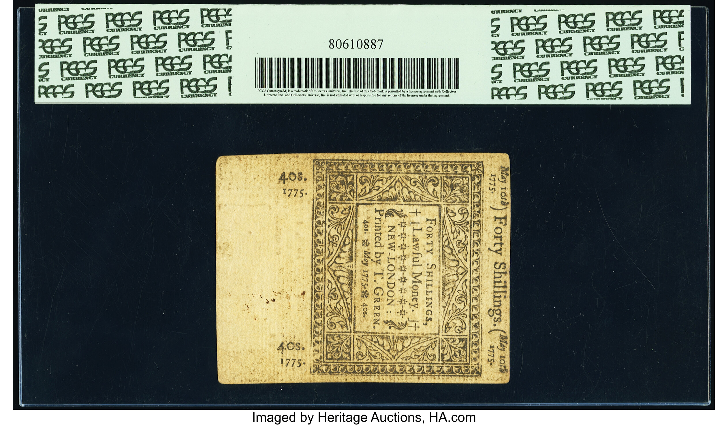 image for: Connecticut May 10, 1775 40s PCGS About New 53PPQ....