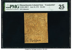 image for: Massachusetts June 18, 1776 24s Contemporary Counterfeit PMG Very Fine 25....