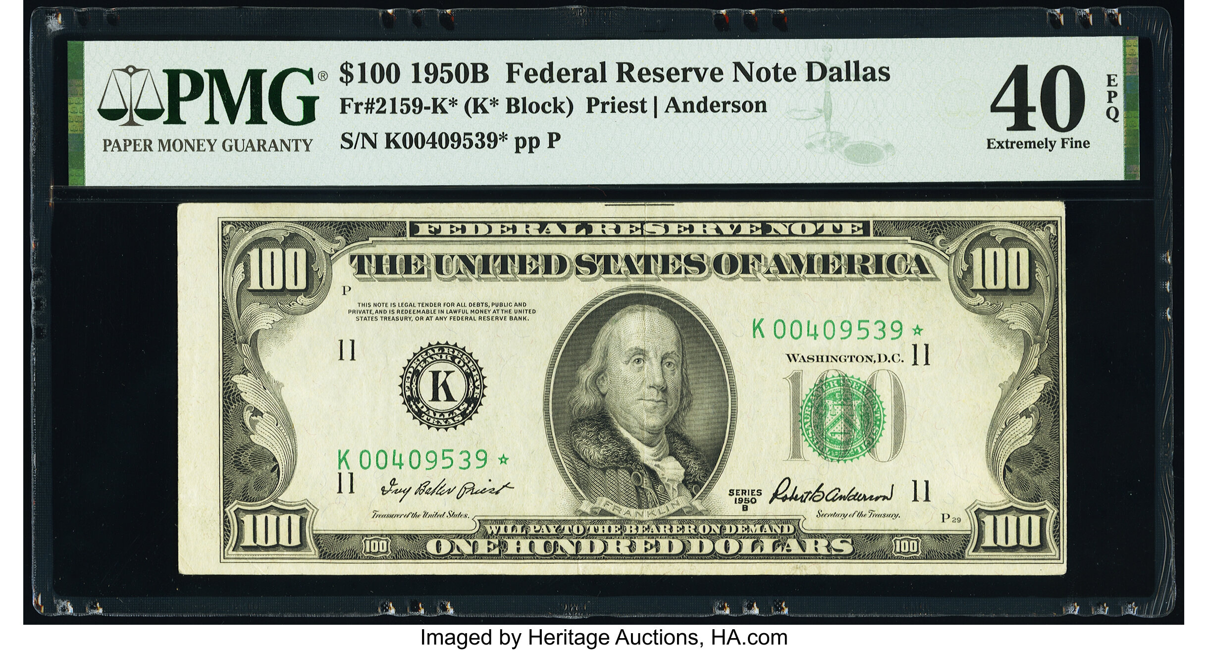 image for: Fr. 2159-K* $100 1950B Federal Reserve Star Note. PMG Extremely Fine 40 EPQ....