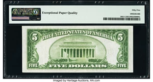 image for: Fr. 1951-L $5 1928A Federal Reserve Note. PMG About Uncirculated 55 EPQ....
