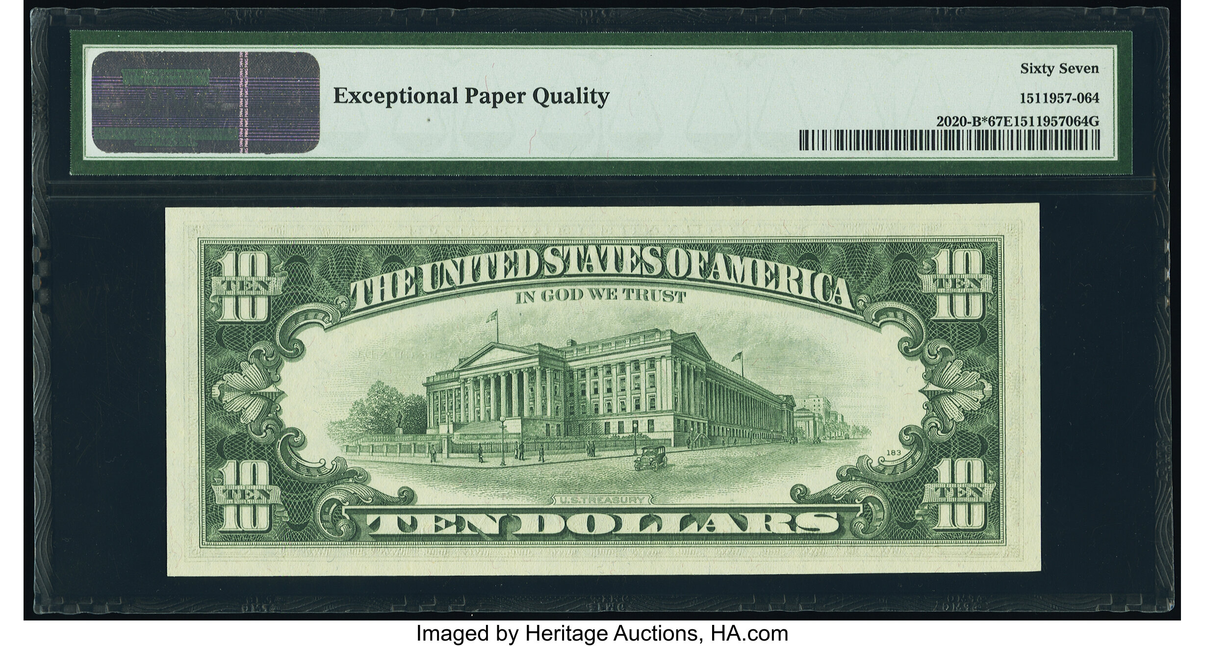image for: Fr. 2020-B* $10 1969B Federal Reserve Star Note. PMG Superb Gem Unc 67 EPQ....