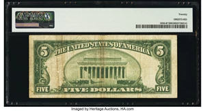 image for: Fr. 1950-B* $5 1928 Federal Reserve Star Note. PMG Very Fine 20....