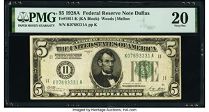 image for: Fr. 1951-K $5 1928A Federal Reserve Note. PMG Very Fine 20....