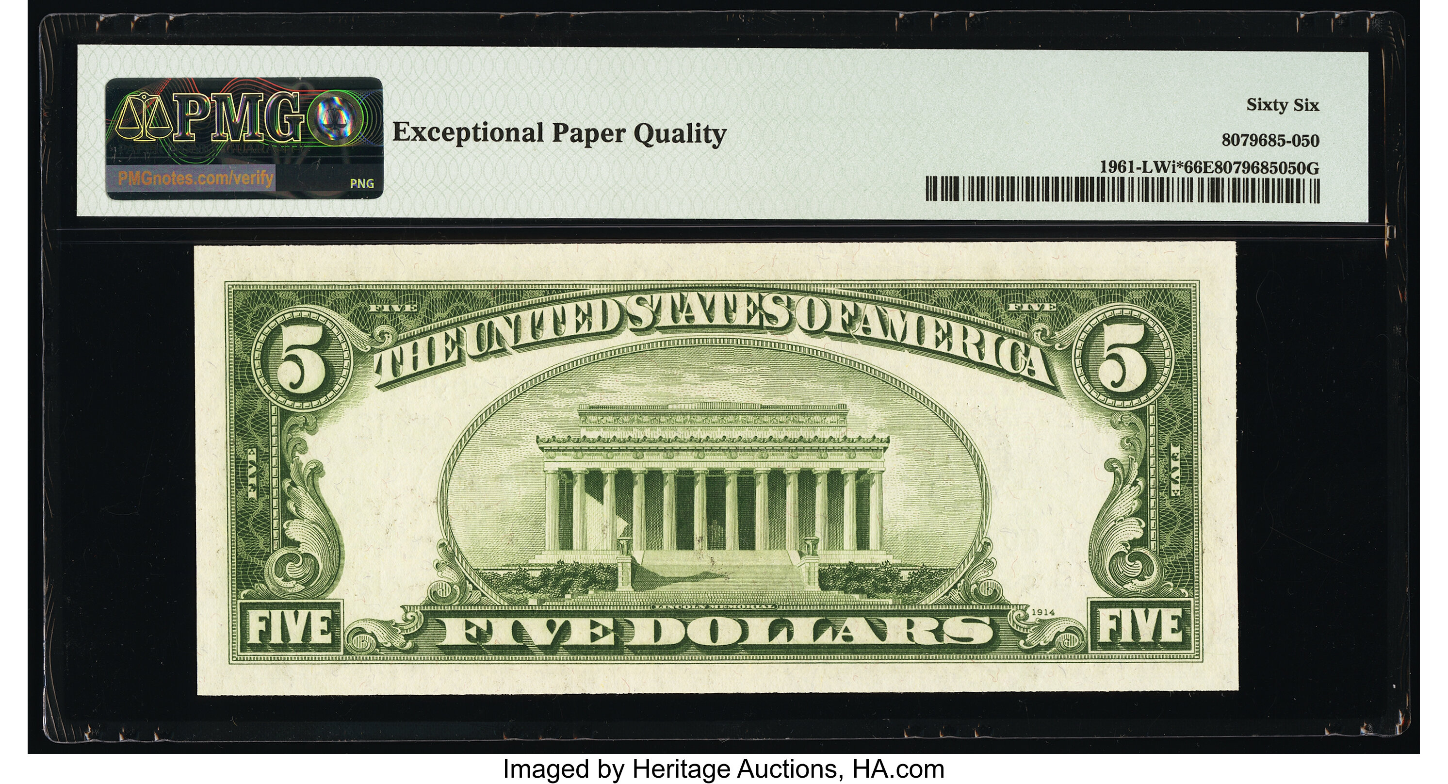 image for: Fr. 1961-L* $5 1950 Wide I Federal Reserve Star Note. PMG Gem Uncirculated 66 EPQ....