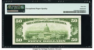image for: Fr. 2106-B $50 1934D Federal Reserve Note. PMG Gem Uncirculated 65 EPQ....