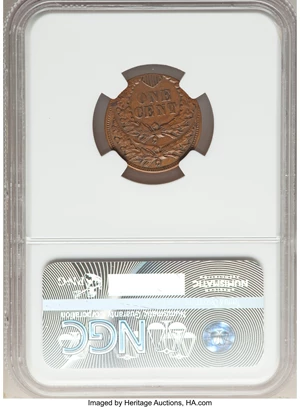 image for: Undated 1C Bronze, Indian Cent -- Double Struck, Second Strike 25% Off Center -- AU58 NGC....