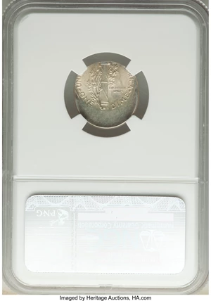 image for: Undated 10C Mercury Dime -- Struck 25% Off Center -- MS62 NGC....