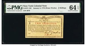 image for: New York January 6, 1776 (Water Works) 2s PMG Choice Uncirculated 64 EPQ....