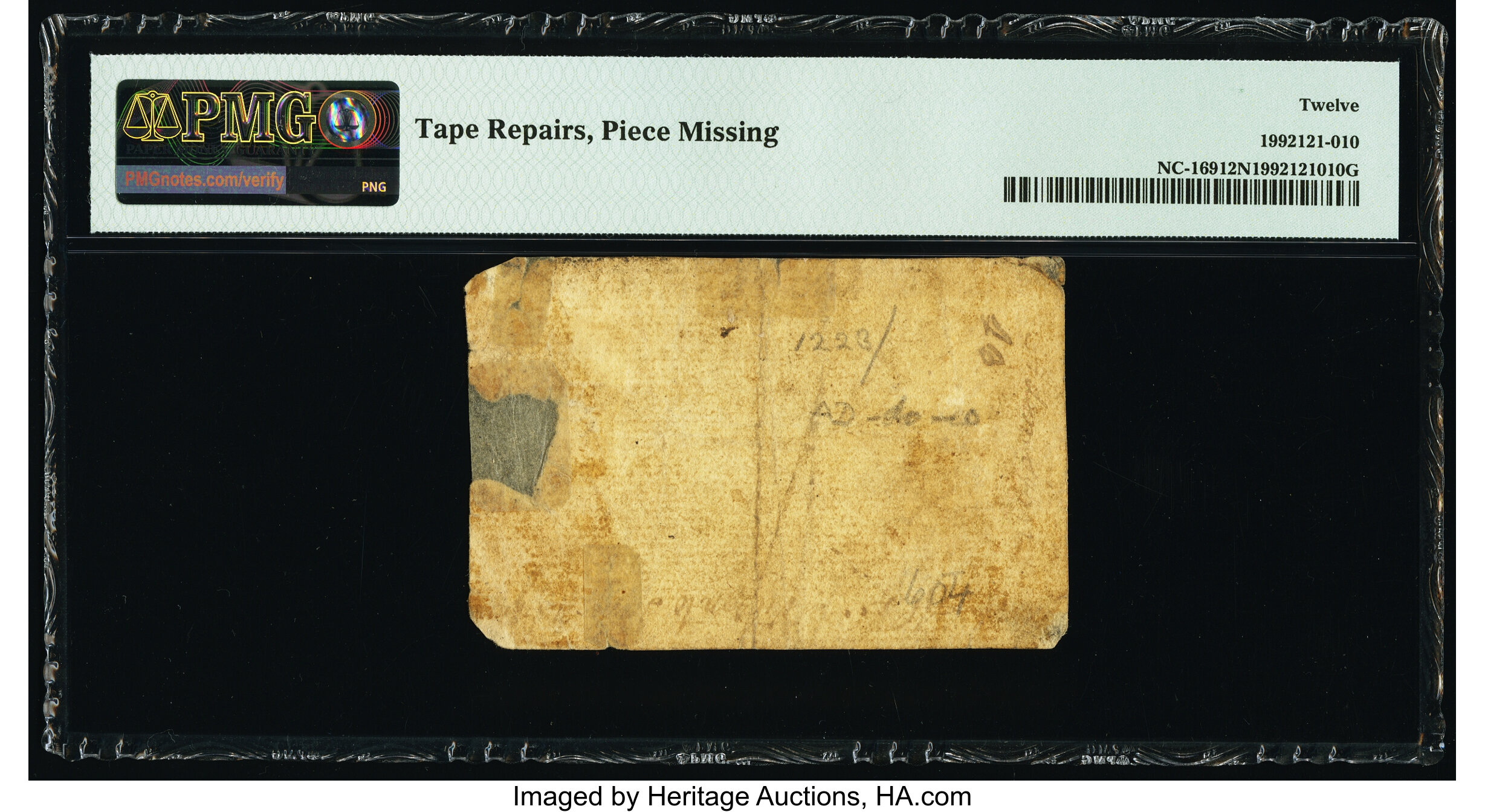 image for: North Carolina April 2, 1776 $20 Rattlesnake PMG Fine 12 Net....