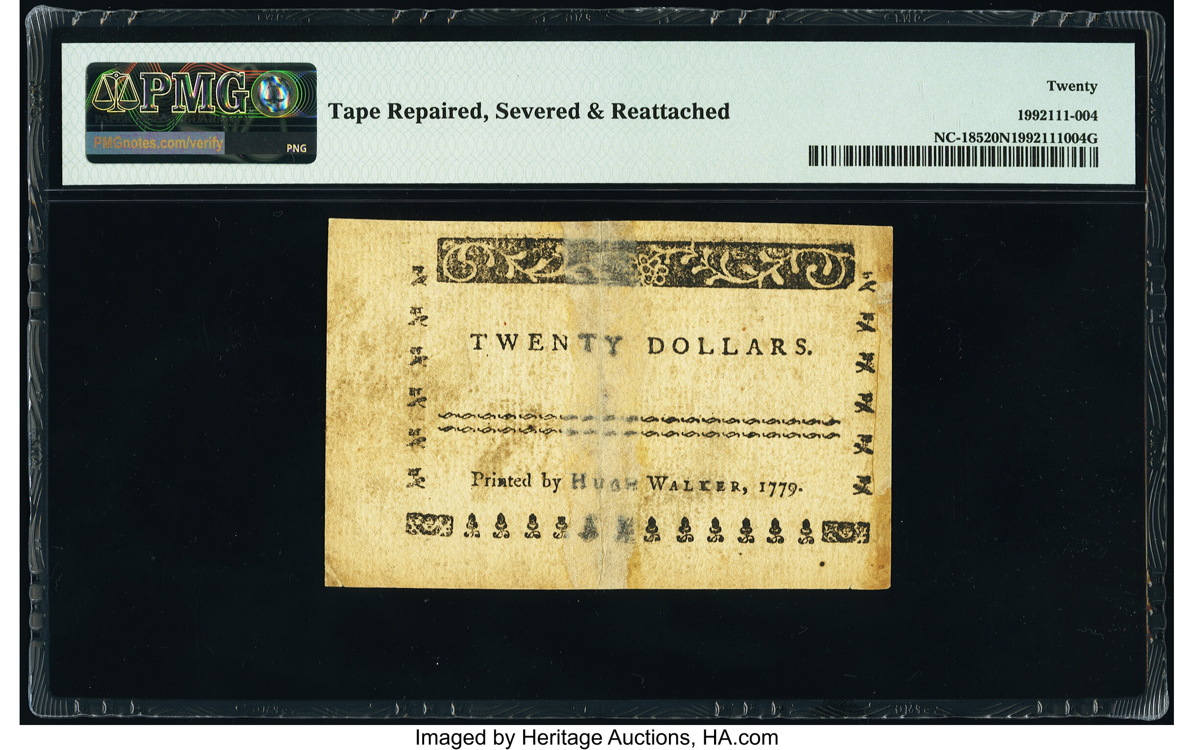 image for: North Carolina May 15, 1779 $20 Peace on Honorable Terms PMG Very Fine 20 Net....