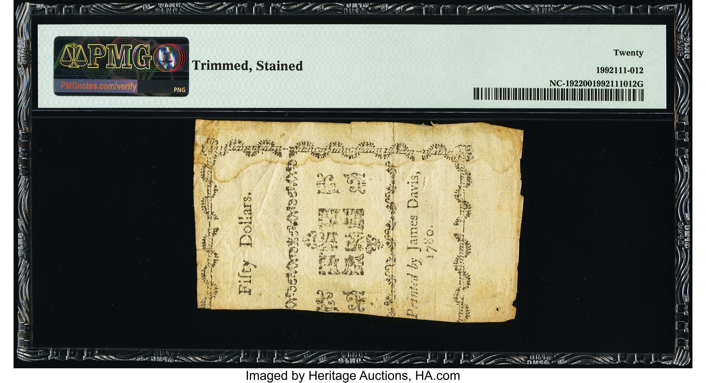 image for: North Carolina May 10, 1780 $50 Fundamentum mihi aere Perennius PMG Very Fine 20....