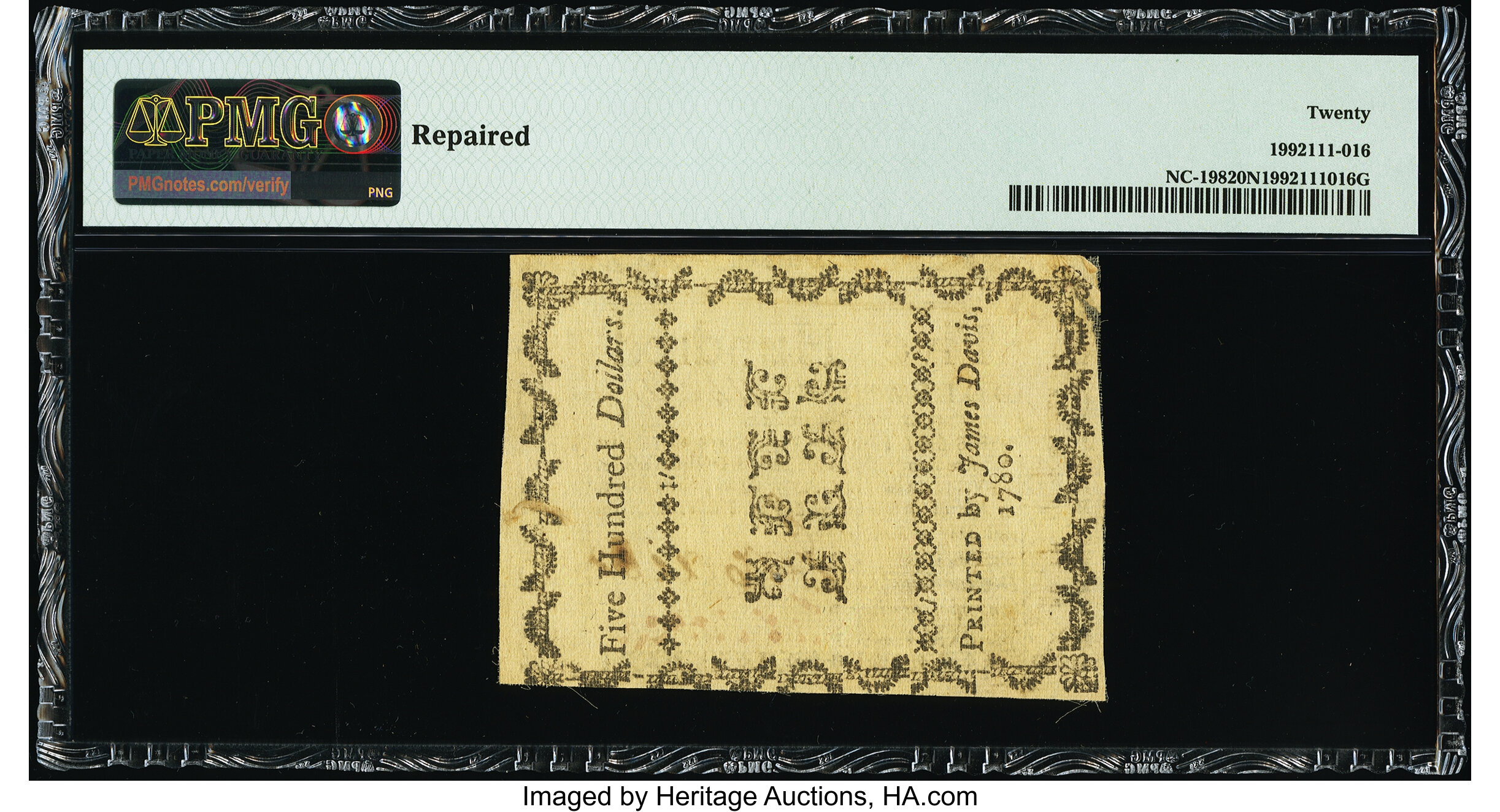 image for: North Carolina May 10, 1780 $500 Divitiae Reipublicae dant mihi pretium PMG Very Fine 20 Net....