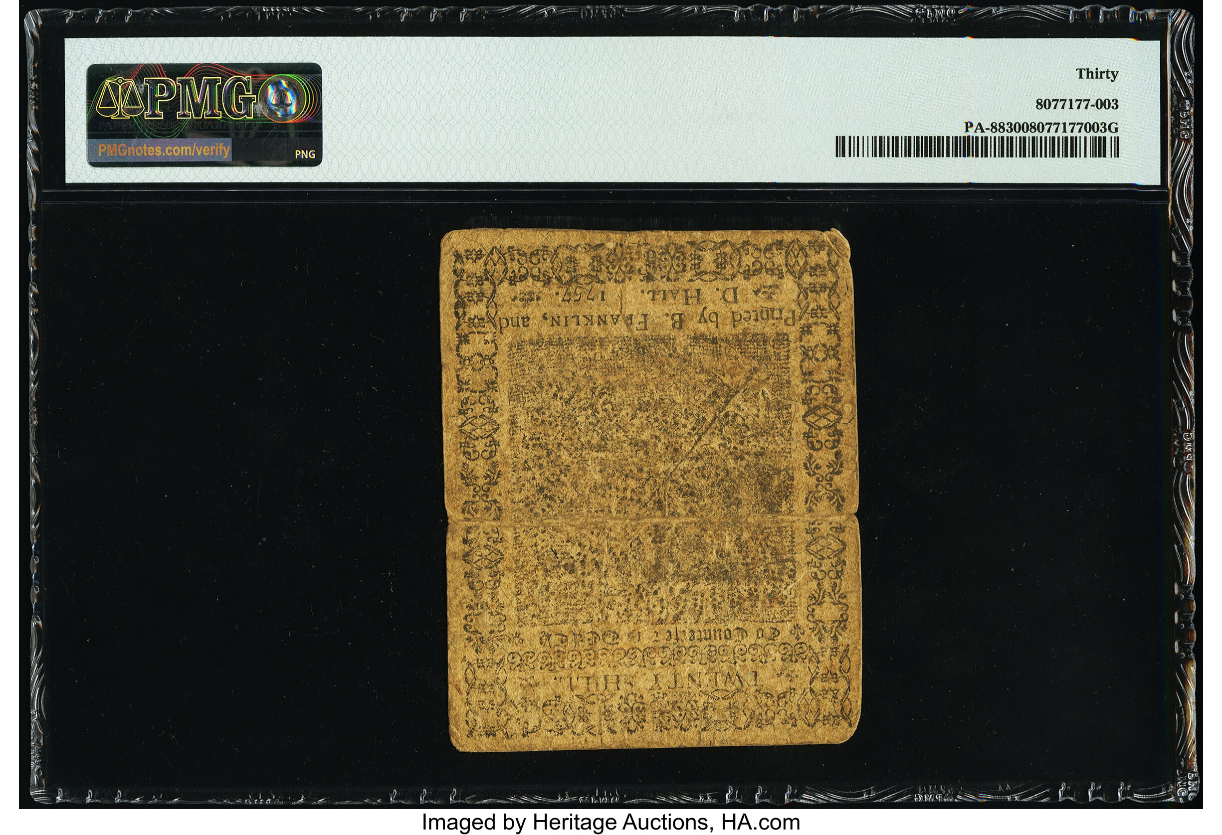 image for: Pennsylvania July 1, 1757 20s PMG Very Fine 30....