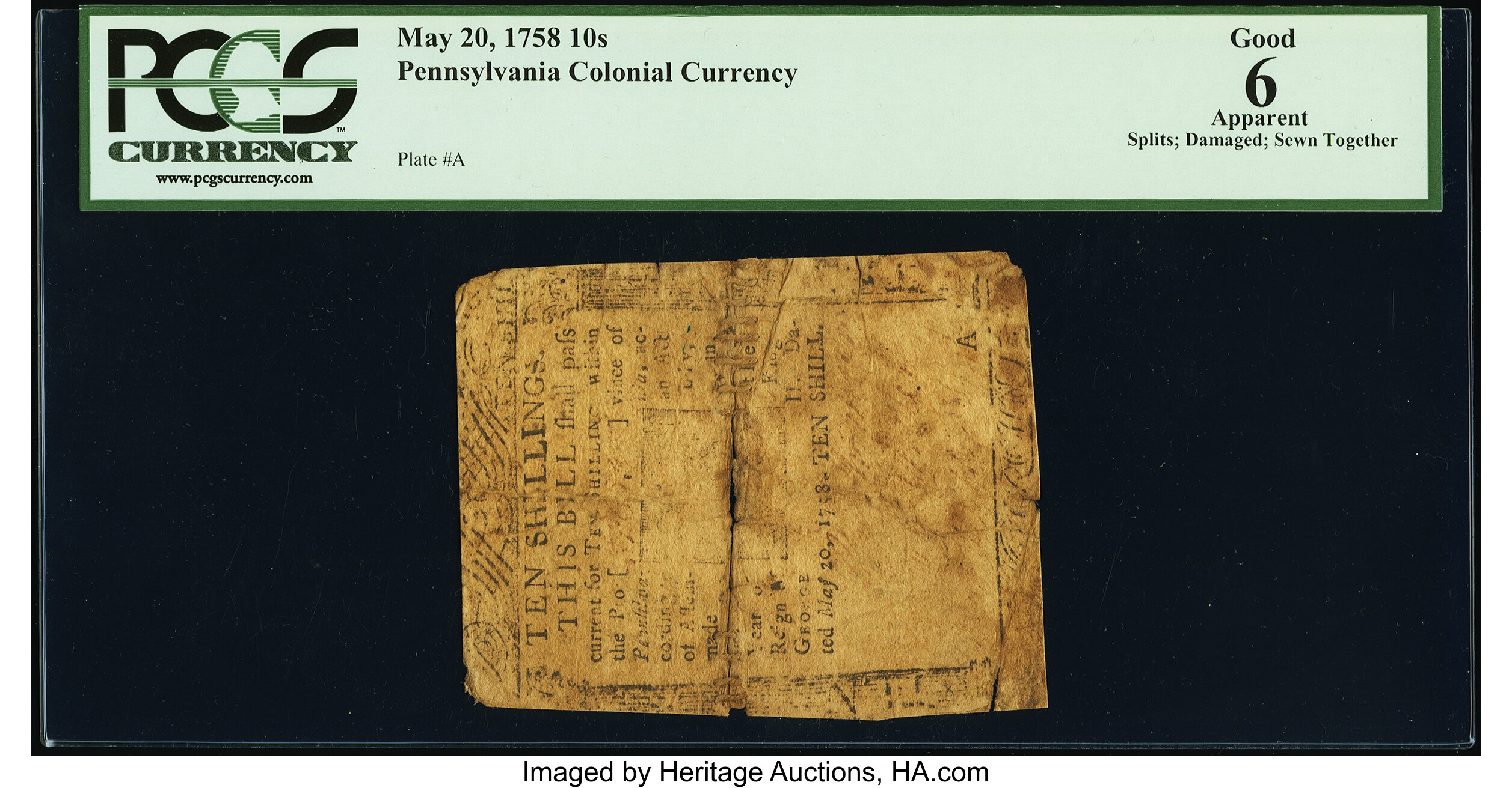 image for: Pennsylvania May 20, 1758 10s PCGS Apparent Good 06....