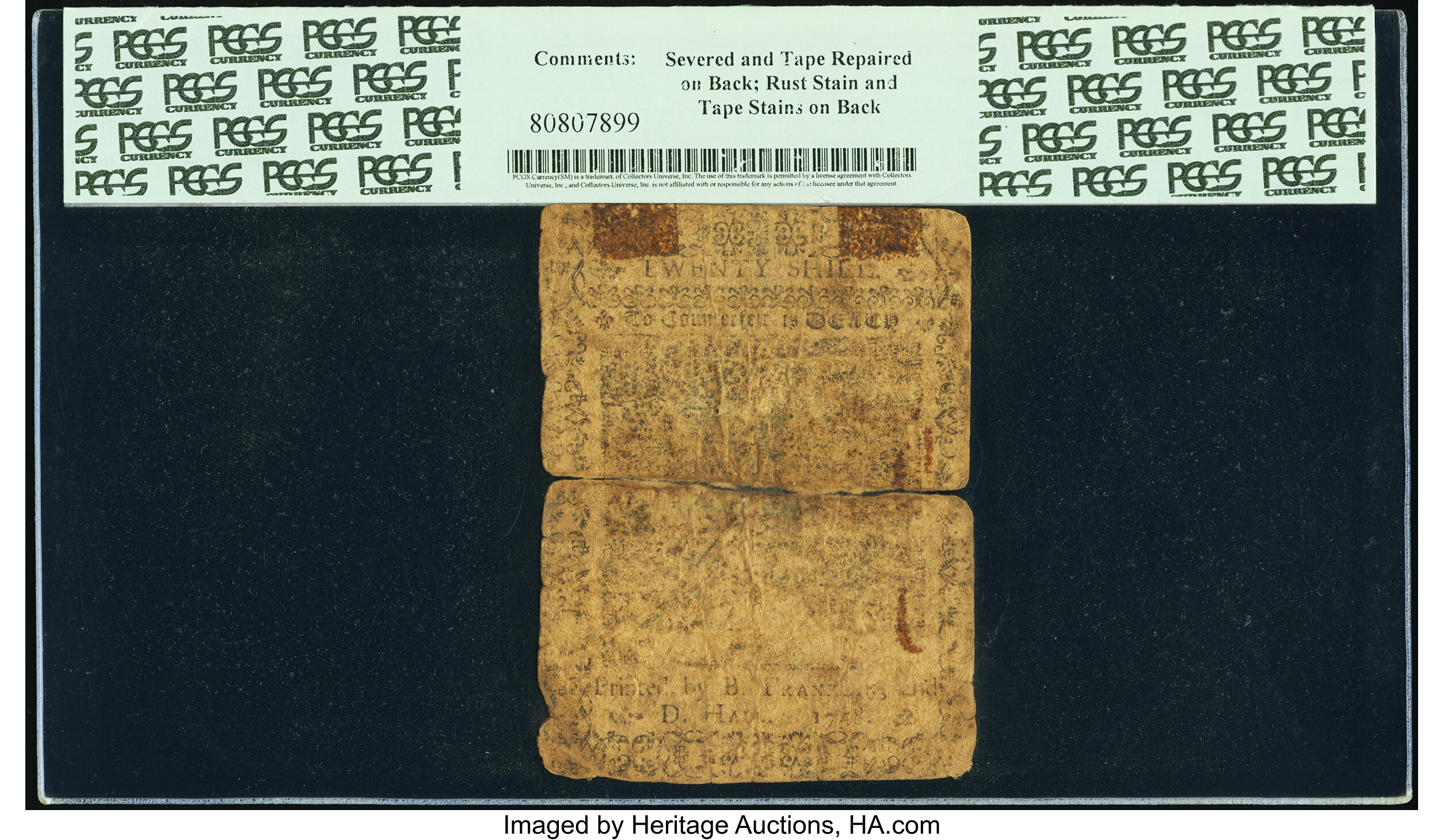 image for: Pennsylvania May 20, 1758 20s PCGS Fine 12....