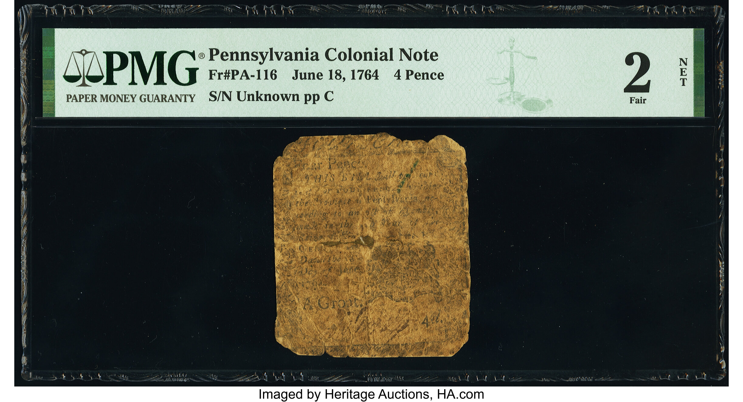 image for: Pennsylvania June 18, 1764 4d PMG Fair 2 Net....