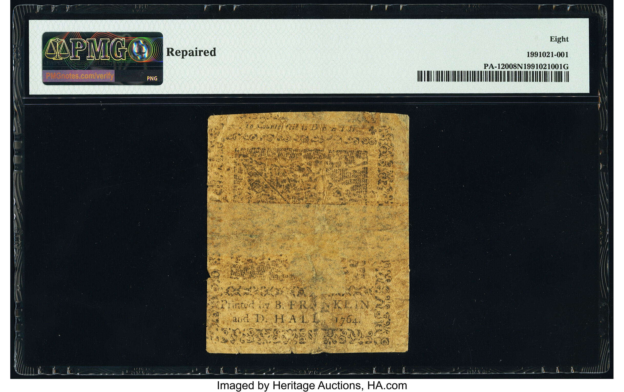 image for: Pennsylvania June 18, 1764 1s 6d PMG Very Good 8 Net....