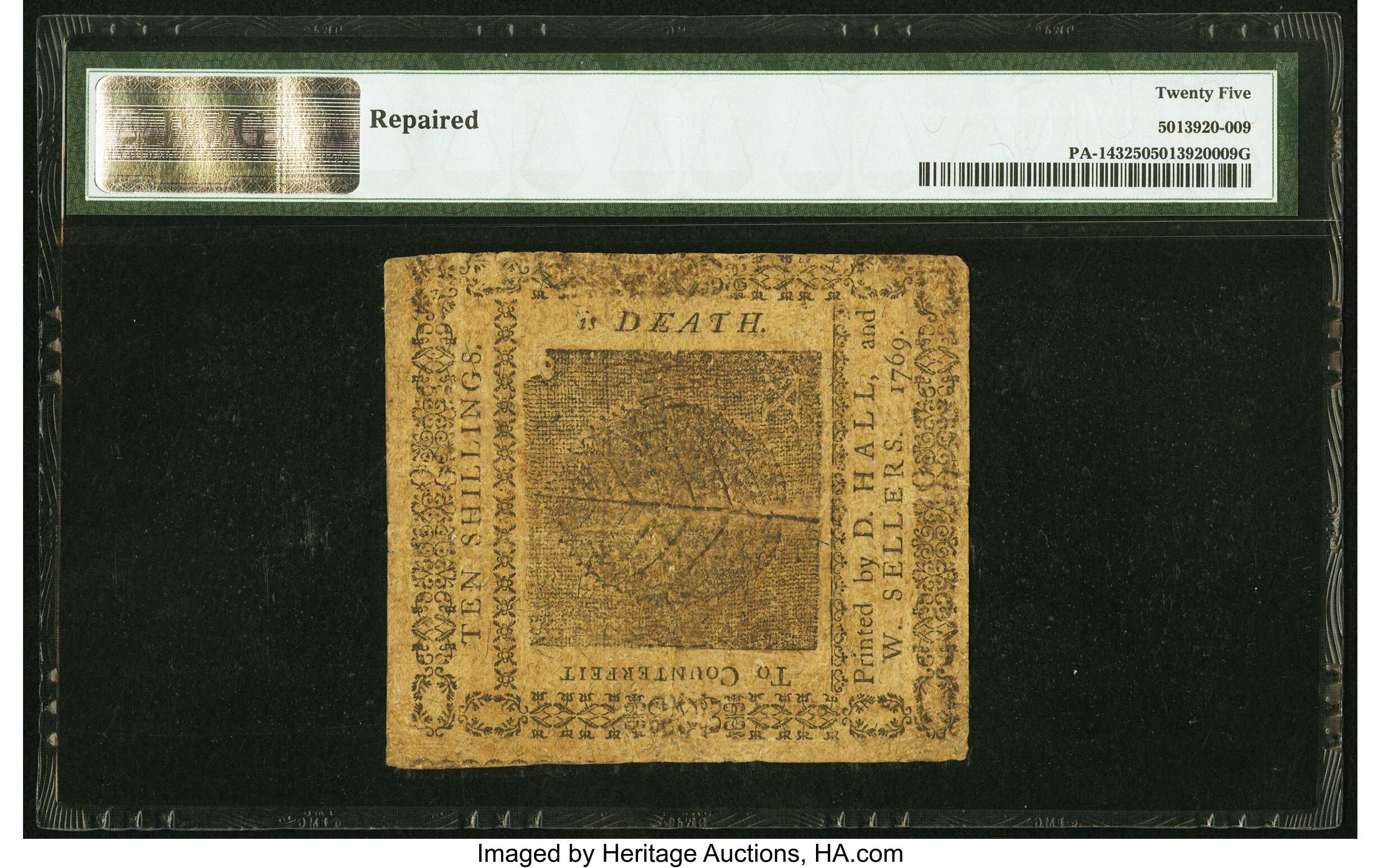 image for: Pennsylvania March 10, 1769 10s PMG Very Fine 25....