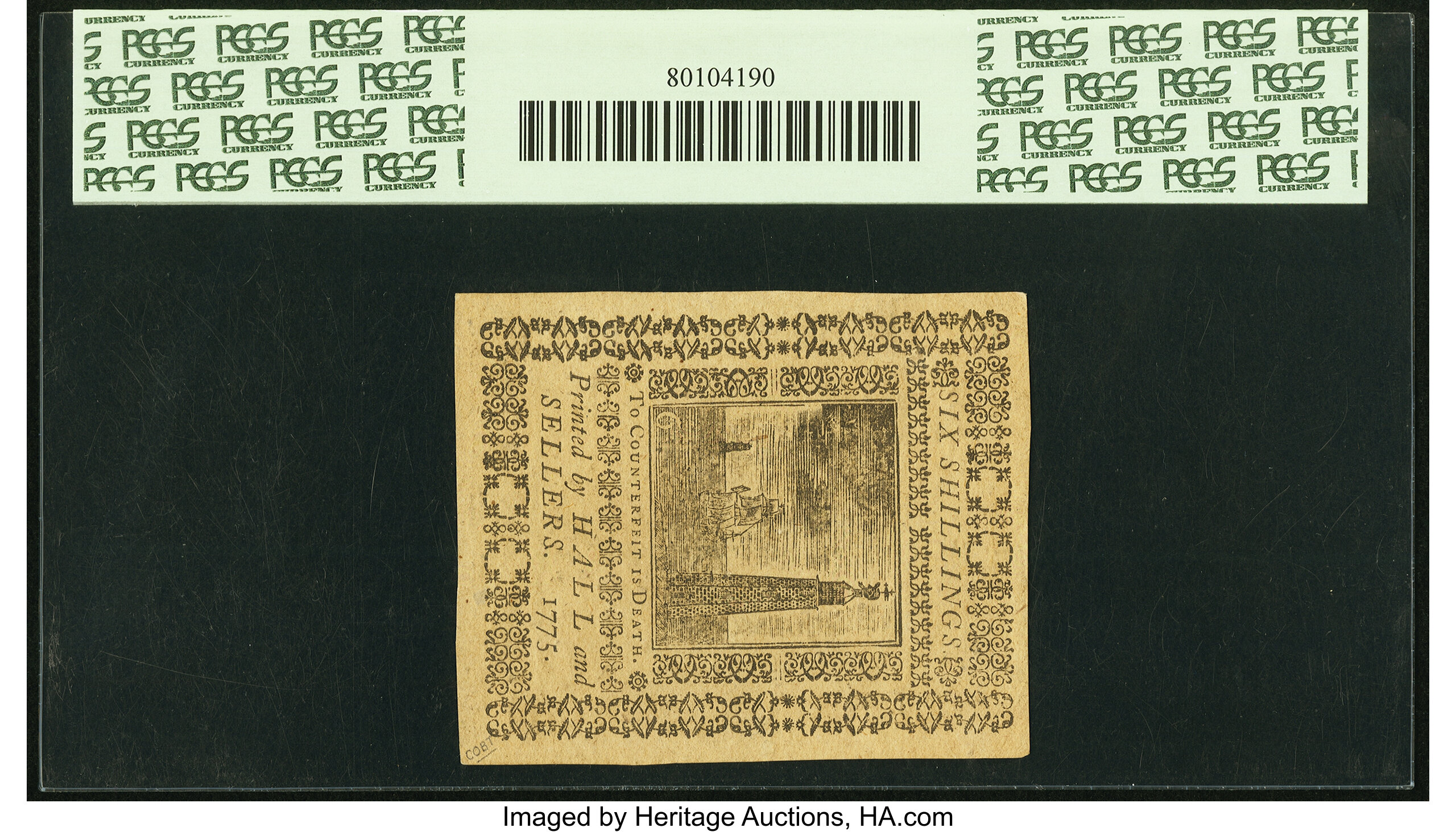 image for: Pennsylvania March 25, 1775 6s PCGS Choice About New 58PPQ....