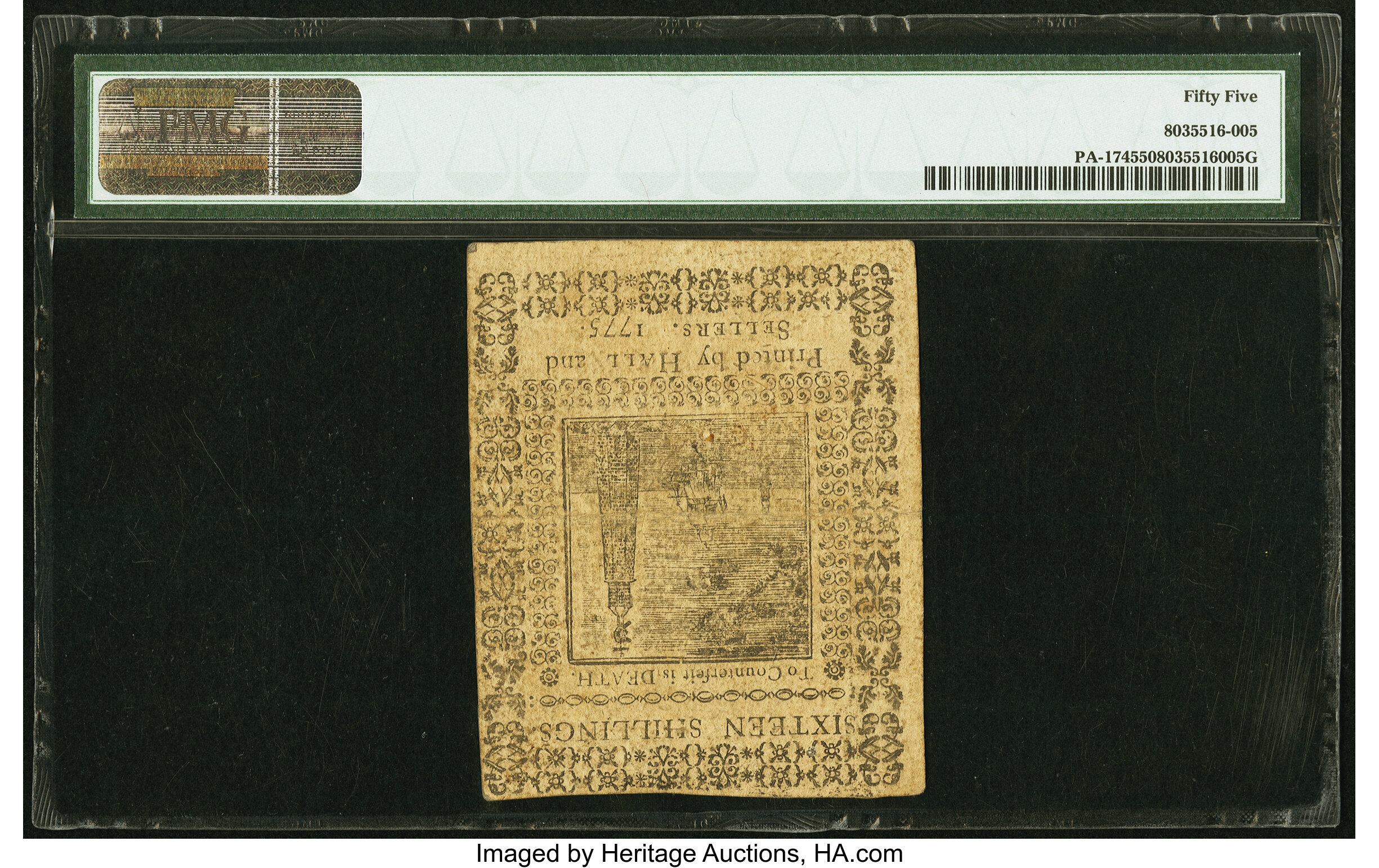 image for: Pennsylvania March 25, 1775 16s PMG About Uncirculated 55....