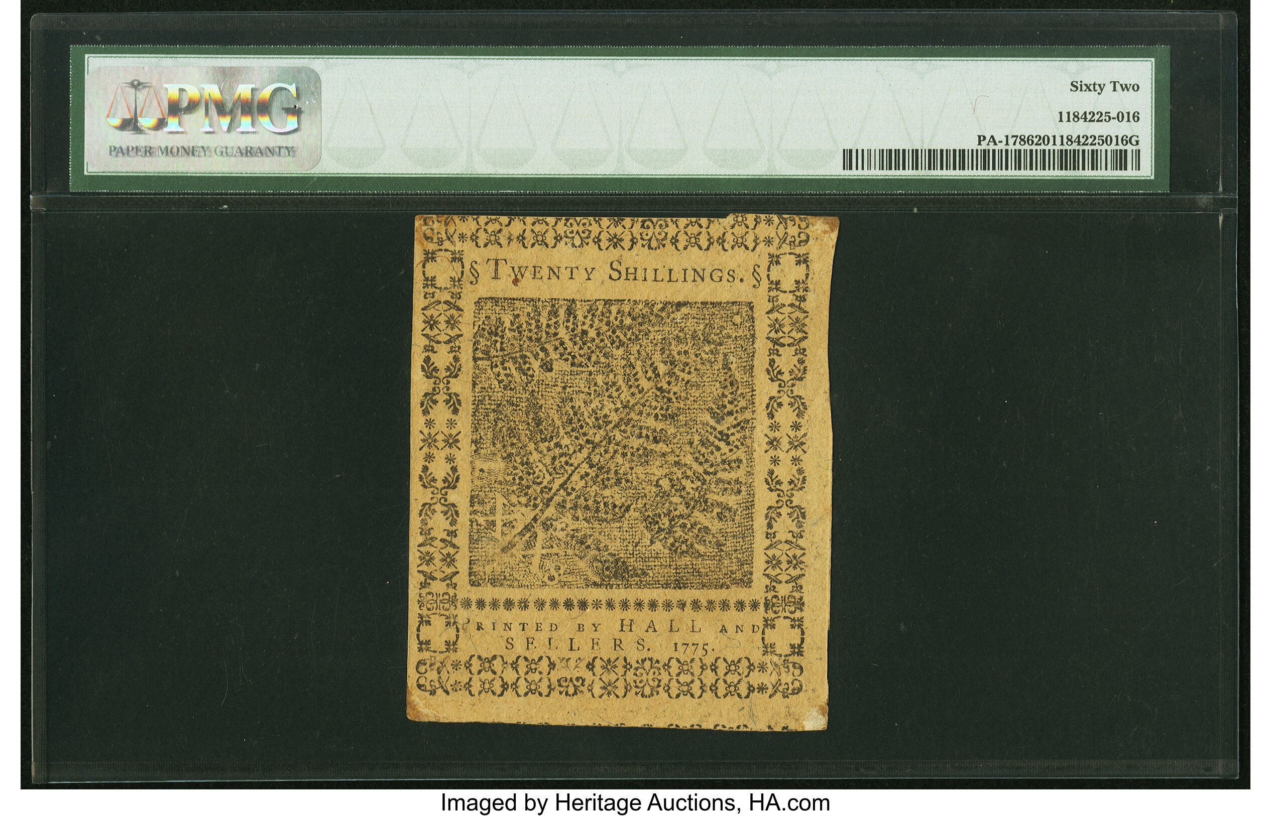image for: Pennsylvania July 20, 1775 20s PMG Uncirculated 62....