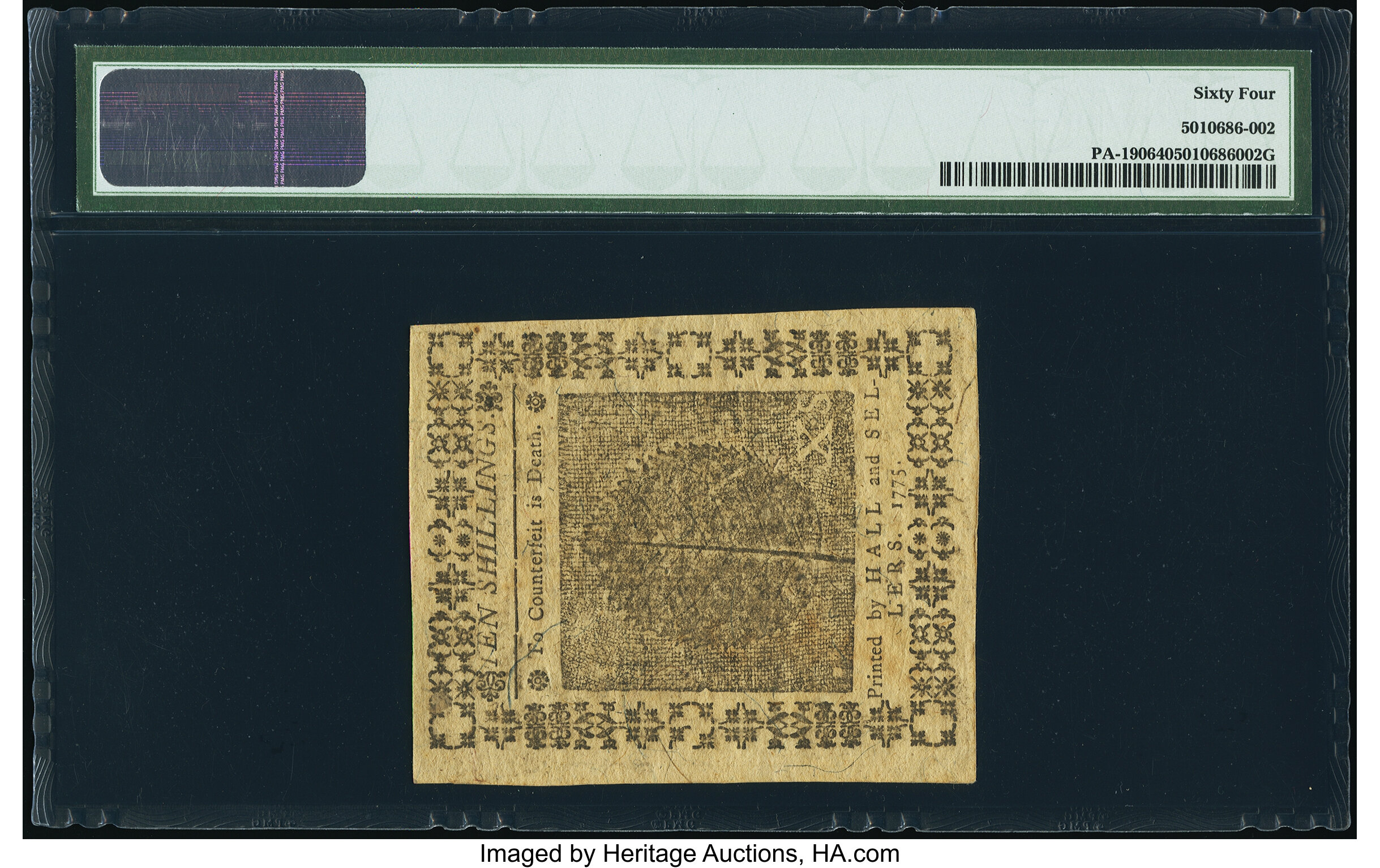 image for: Pennsylvania October 25, 1775 10s PMG Choice Uncirculated 64....